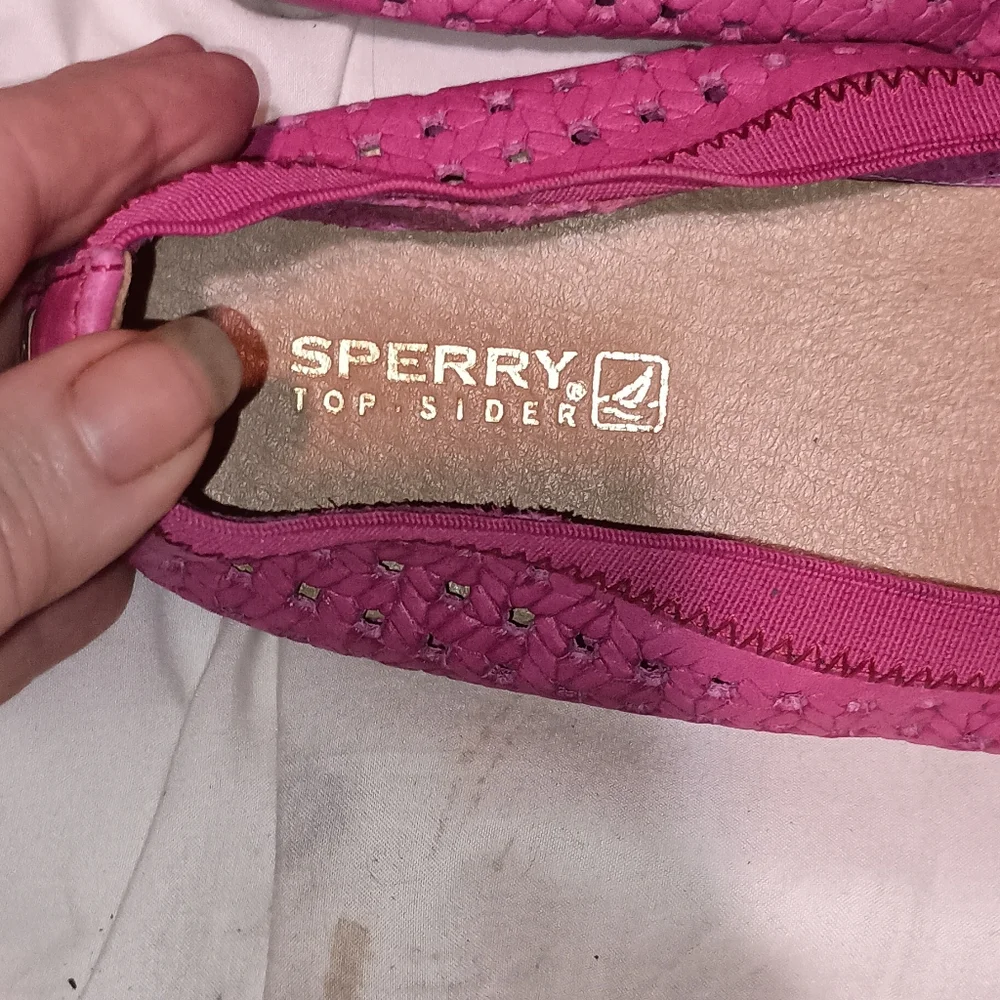 Sperry Pink Ballet Flats with Bow Detail Size 9.5M Leather